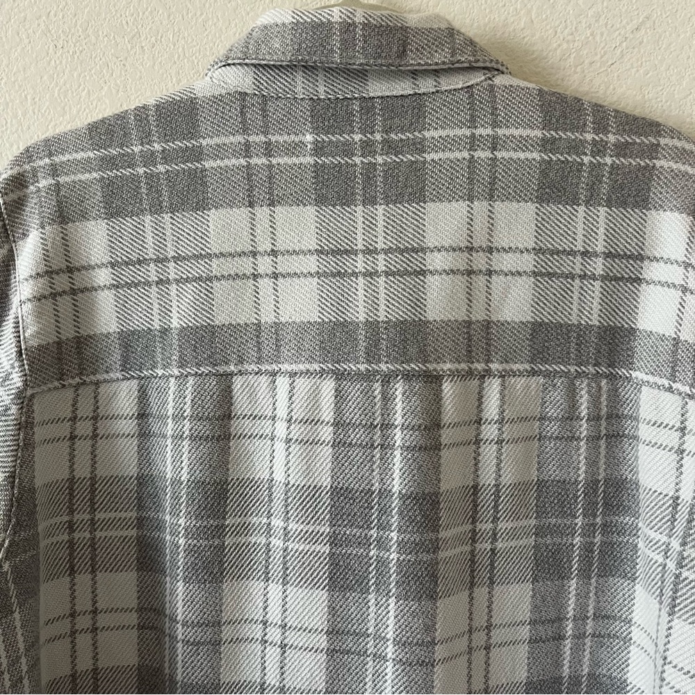 NWT Outerknown Blanket Shirt Dress Organic Cotton Plaid Grey White L - Picture 12 of 16